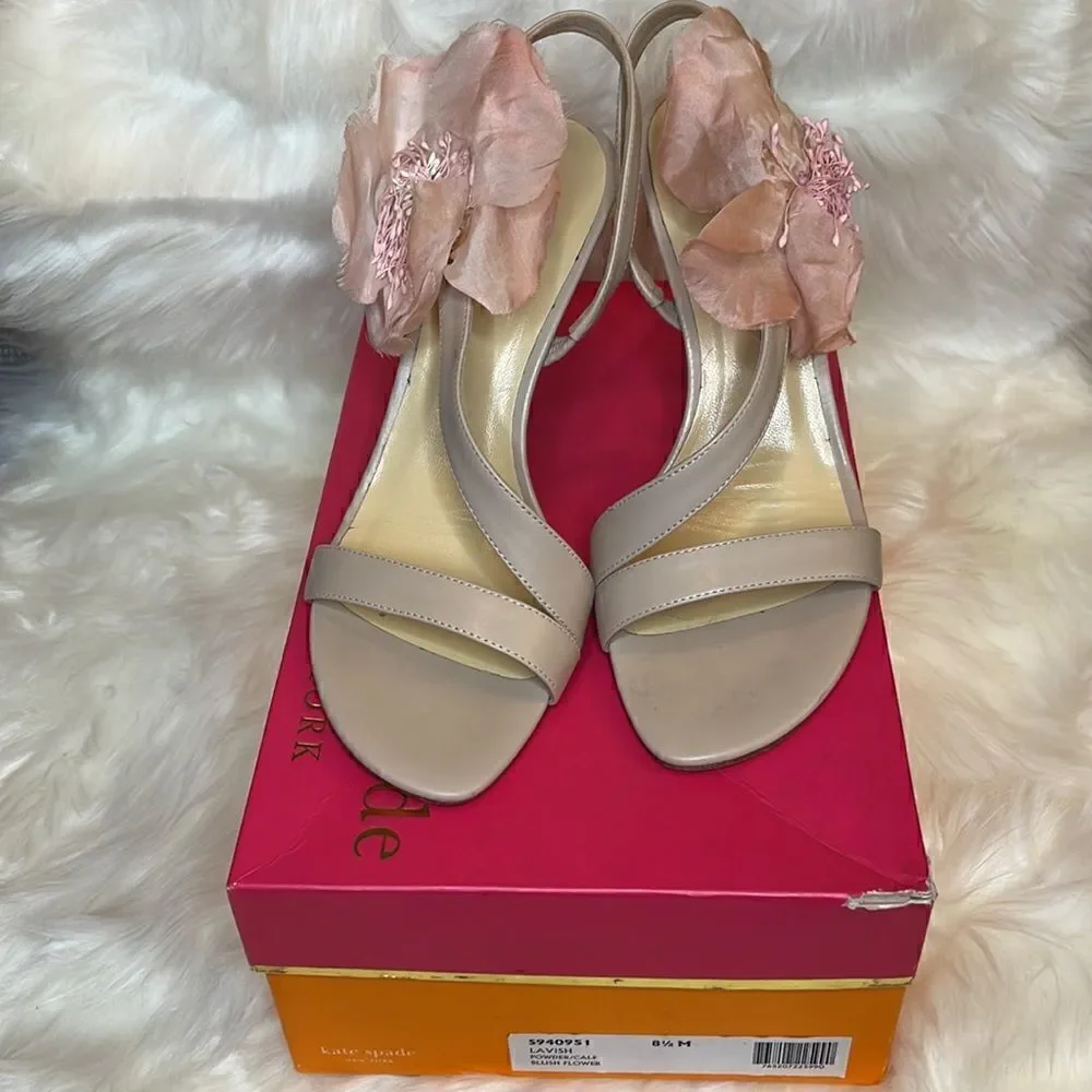 Kate Spade Lavish Powder/ Calf Blush Flower Heel Size 8.5M